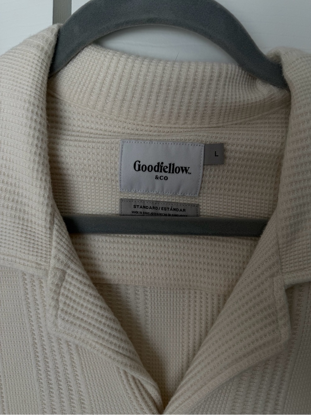 Goodfellow & Co Cream Waffle-Knit Collared Top